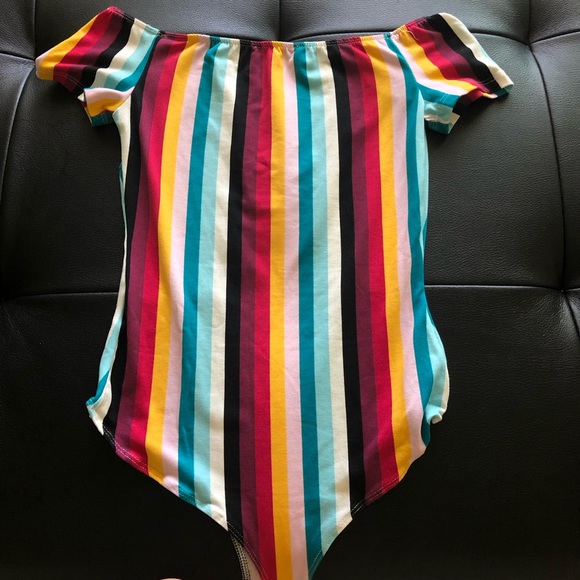 Colorful striped off the shoulder bodysuit - Picture 4 of 8